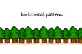 Graphic horizontal pattern with cartoon spruces.